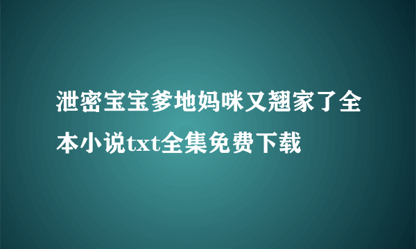 泄密宝宝爹地妈咪又翘家了全本小说txt全集免费下载