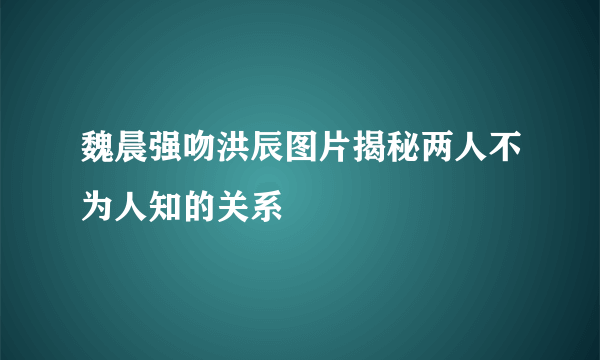 魏晨强吻洪辰图片揭秘两人不为人知的关系