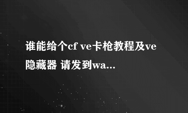 谁能给个cf ve卡枪教程及ve隐藏器 请发到wangwawa@vip.qq.com