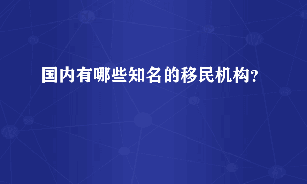 国内有哪些知名的移民机构？