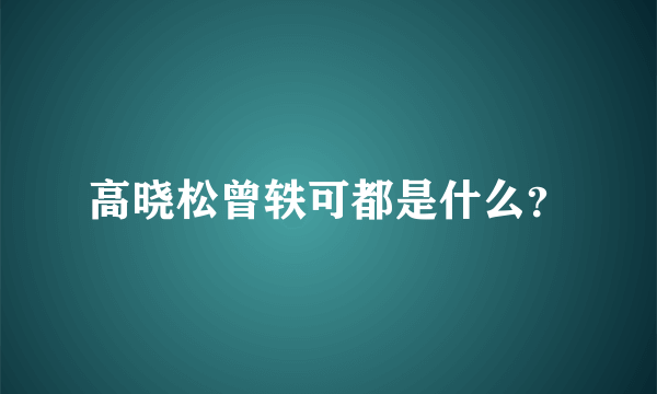 高晓松曾轶可都是什么？