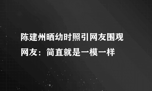 陈建州晒幼时照引网友围观 网友：简直就是一模一样