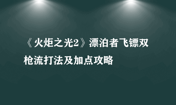 《火炬之光2》漂泊者飞镖双枪流打法及加点攻略