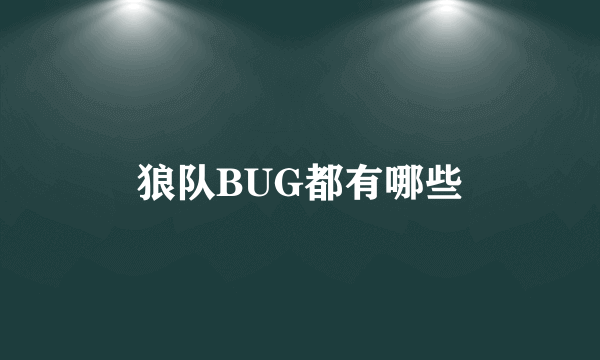 狼队BUG都有哪些