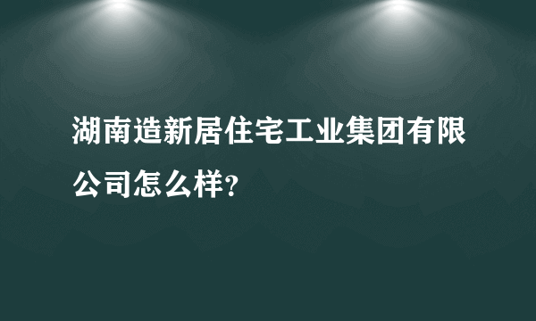 湖南造新居住宅工业集团有限公司怎么样？