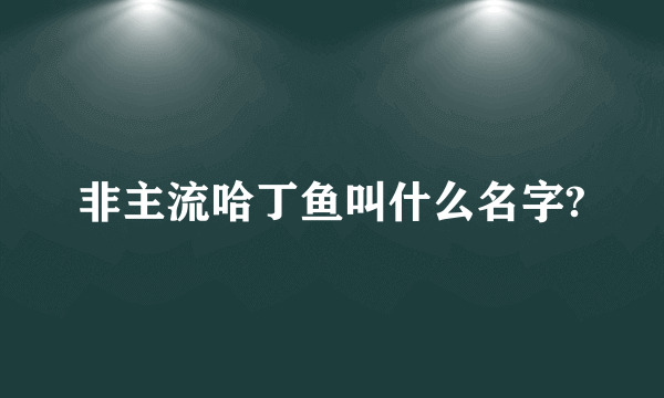 非主流哈丁鱼叫什么名字?