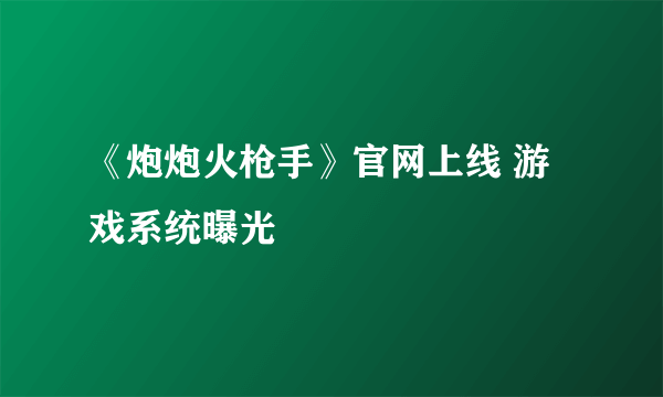 《炮炮火枪手》官网上线 游戏系统曝光