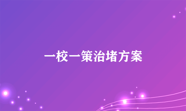 一校一策治堵方案