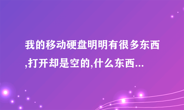 我的移动硬盘明明有很多东西,打开却是空的,什么东西都看不到。这可怎么处理啊!! 求专业大神指导!!