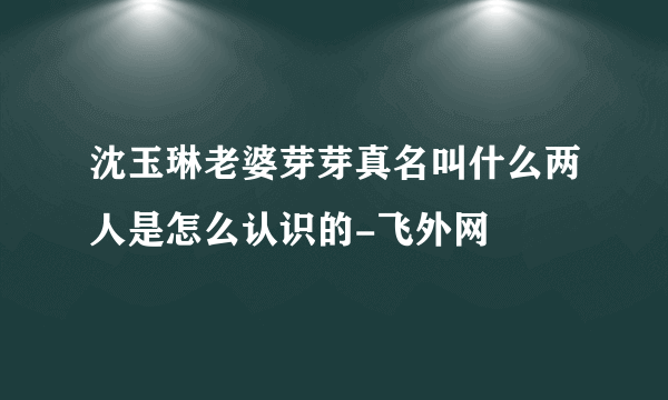 沈玉琳老婆芽芽真名叫什么两人是怎么认识的-飞外网