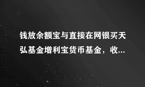 钱放余额宝与直接在网银买天弘基金增利宝货币基金，收益有区别吗？