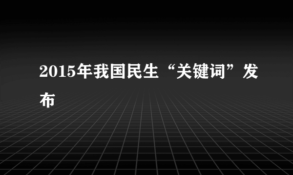 2015年我国民生“关键词”发布