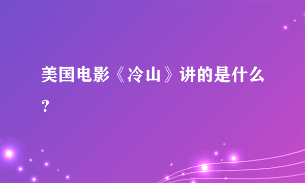 美国电影《冷山》讲的是什么？