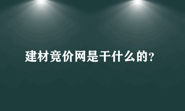 建材竞价网是干什么的？