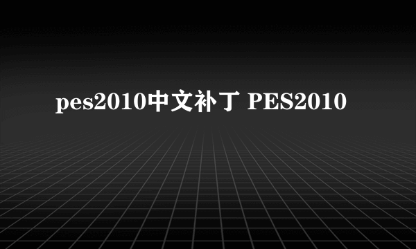 pes2010中文补丁 PES2010