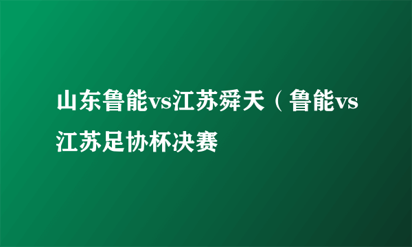 山东鲁能vs江苏舜天（鲁能vs江苏足协杯决赛