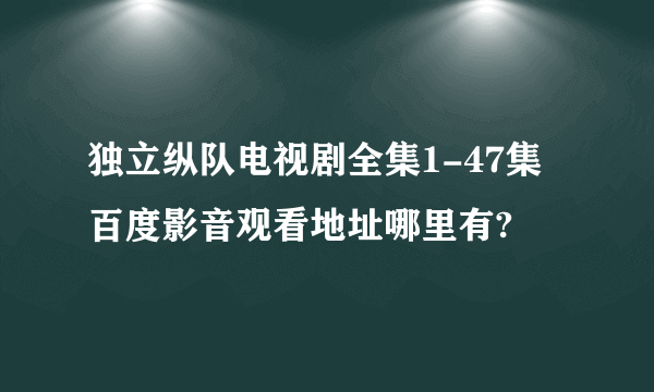 独立纵队电视剧全集1-47集百度影音观看地址哪里有?