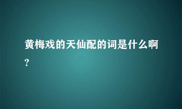 黄梅戏的天仙配的词是什么啊?