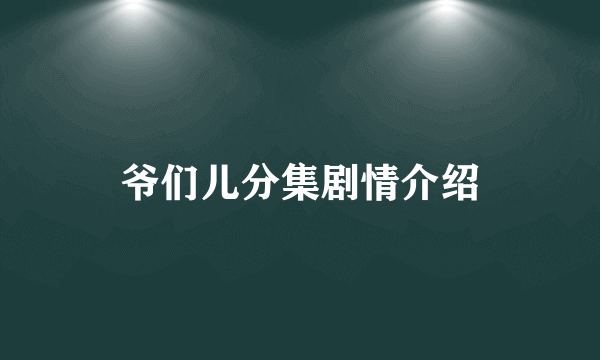 爷们儿分集剧情介绍