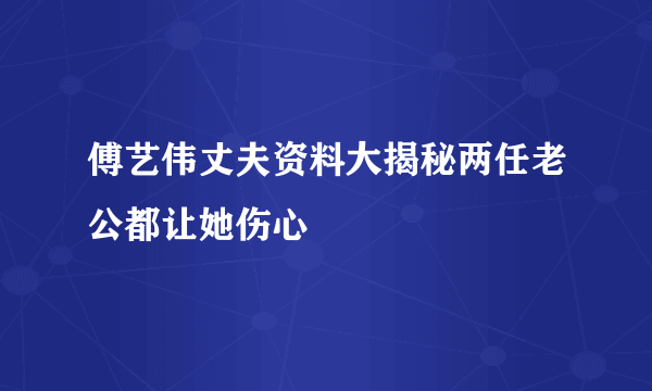 傅艺伟丈夫资料大揭秘两任老公都让她伤心