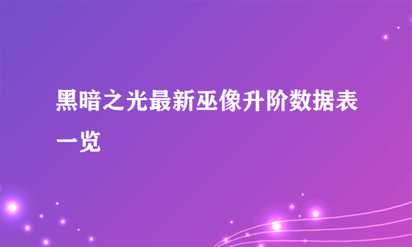 黑暗之光最新巫像升阶数据表一览