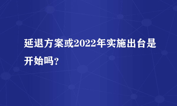 延退方案或2022年实施出台是开始吗？