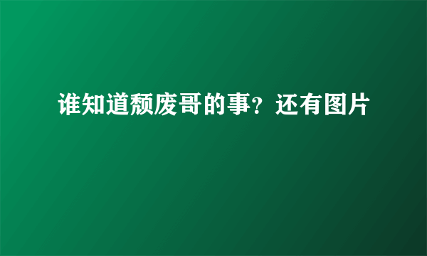 谁知道颓废哥的事？还有图片