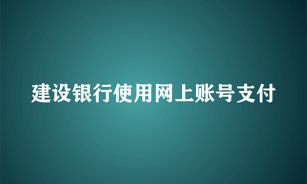 建设银行使用网上账号支付