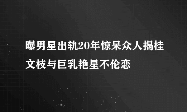 曝男星出轨20年惊呆众人揭桂文枝与巨乳艳星不伦恋