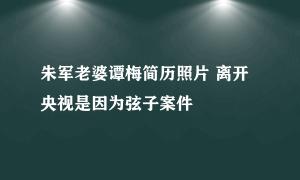 朱军老婆谭梅简历照片 离开央视是因为弦子案件