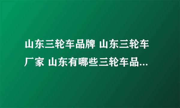 山东三轮车品牌 山东三轮车厂家 山东有哪些三轮车品牌【品牌库】