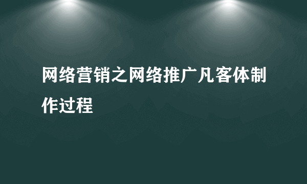 网络营销之网络推广凡客体制作过程