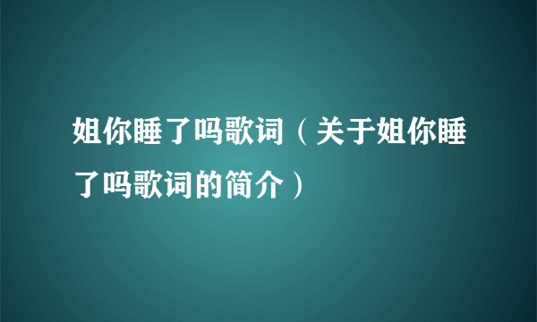 姐你睡了吗歌词（关于姐你睡了吗歌词的简介）