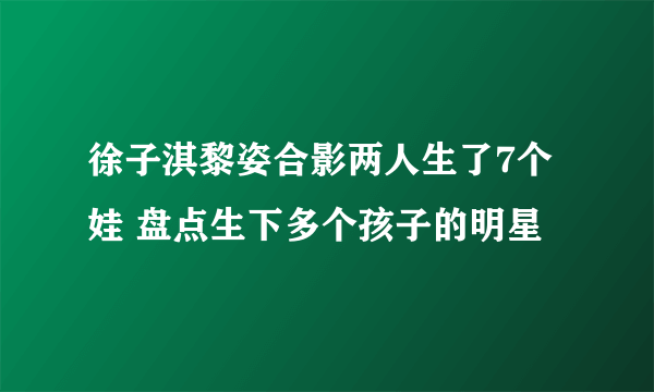 徐子淇黎姿合影两人生了7个娃 盘点生下多个孩子的明星