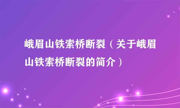 峨眉山铁索桥断裂（关于峨眉山铁索桥断裂的简介）