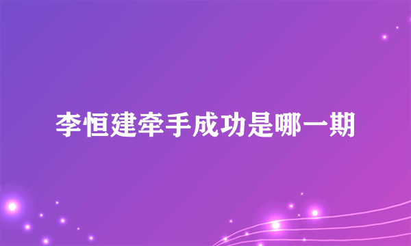 李恒建牵手成功是哪一期