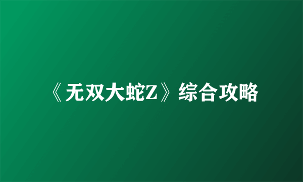 《无双大蛇Z》综合攻略