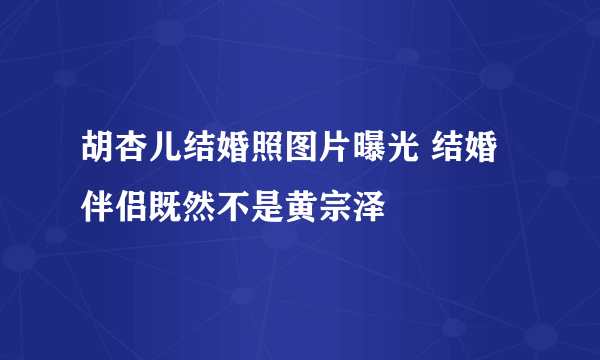 胡杏儿结婚照图片曝光 结婚伴侣既然不是黄宗泽