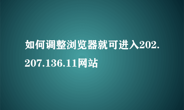 如何调整浏览器就可进入202.207.136.11网站