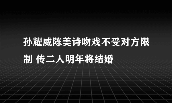 孙耀威陈美诗吻戏不受对方限制 传二人明年将结婚