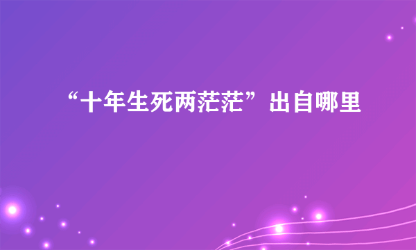 “十年生死两茫茫”出自哪里