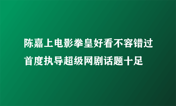 陈嘉上电影拳皇好看不容错过首度执导超级网剧话题十足