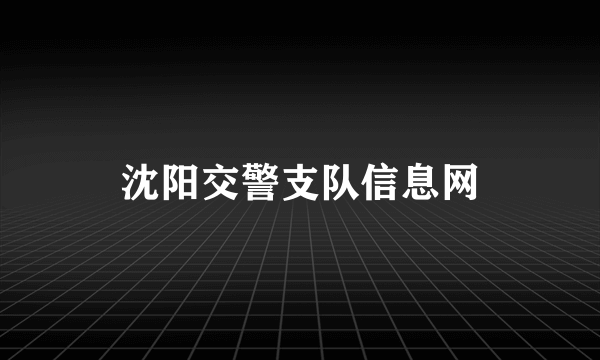 沈阳交警支队信息网