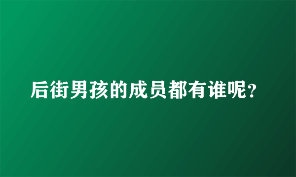 后街男孩的成员都有谁呢？