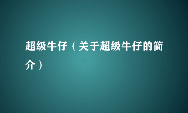 超级牛仔（关于超级牛仔的简介）