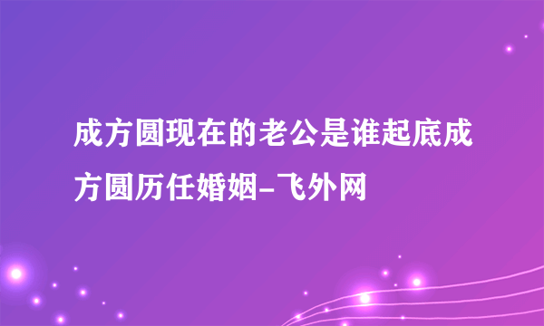 成方圆现在的老公是谁起底成方圆历任婚姻-飞外网