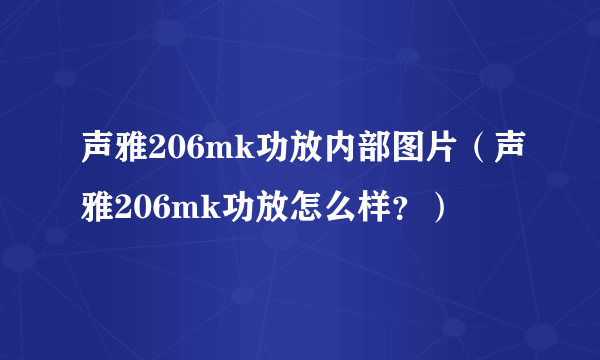 声雅206mk功放内部图片（声雅206mk功放怎么样？）