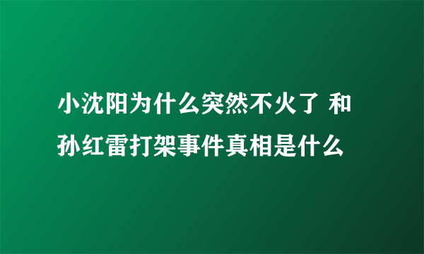 小沈阳为什么突然不火了 和孙红雷打架事件真相是什么