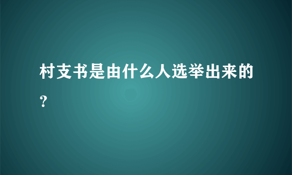 村支书是由什么人选举出来的？