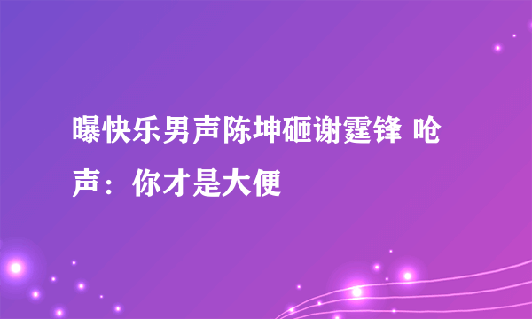 曝快乐男声陈坤砸谢霆锋 呛声：你才是大便